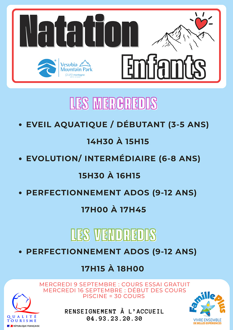 affiche cours natation