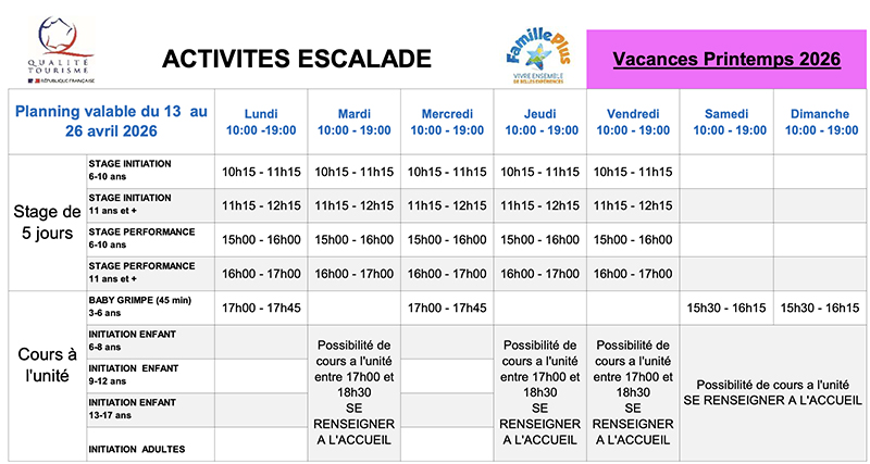 planning escalade paques 26