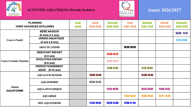planning piscine 26 27